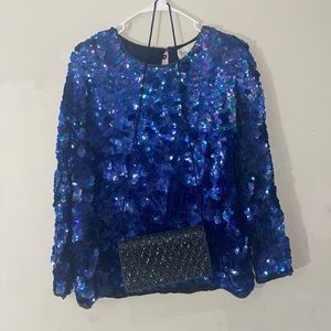 SEQUINED MERMAID BLOUSE WITH MATCHING PURSE(MEDIUM)